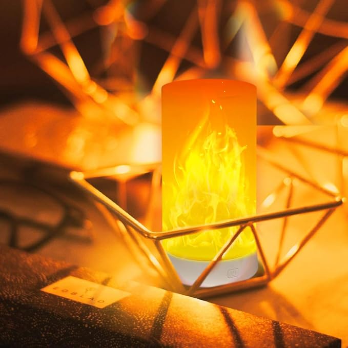 LED Flame Effect Light, Flame Lamp 4 Modes USB Rechargeable Fire Lights Indoor Campfire Outdoor Decorative Lantern Hanging Lamps Fireplace Romantic Light for Home Party Camping Bar
