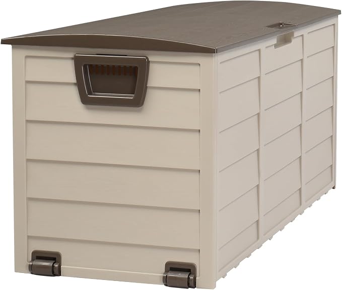 Large Outdoor Storage Box for Garden Tools, Cushions, Toys and Patio Accessories – Weather Resistant Plastic Deck Chest with Lockable Lid
