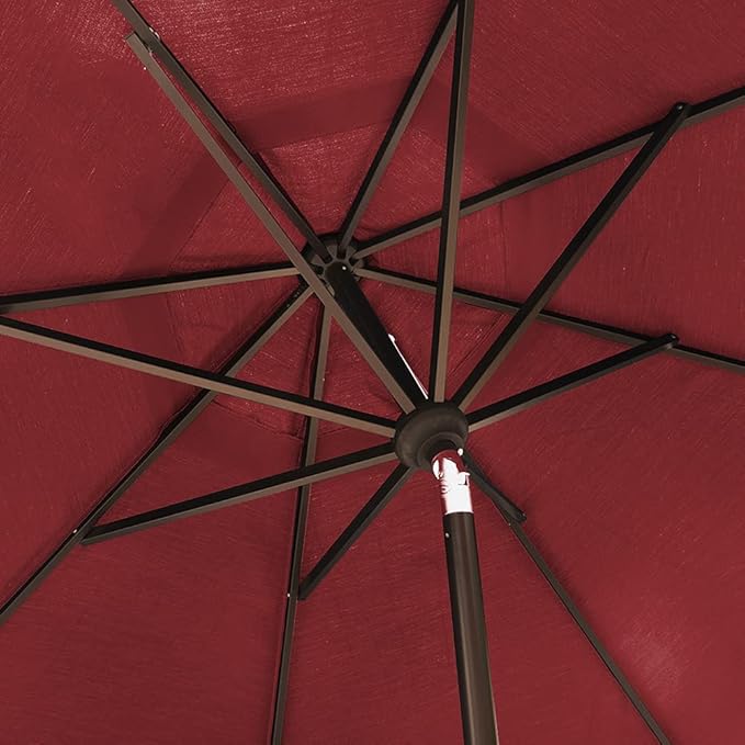 EliteShade USA 10-Year-Non-Fading 10Ft Market Patio Umbrella, UPF 50+ UV Protection Performance Sun Umbrella, Heavy Duty Commercial Grade Outdoor Table Umbrella with Crank & Tilt, Windproof Vented Top for Garden, Pool, Deck and Outdoor Playsets, Burgundy