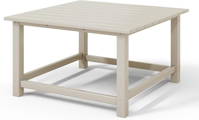 WestinTrends Malibu Low Outdoor HDPE Square Patio Coffee Table, Sand