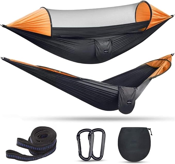 Hammock 290x140 Cm Camping Hammock Tent with Mosquito Net and Sunshade, for 2 Person, Lightweight Hanging Hammocks Hamock Outside