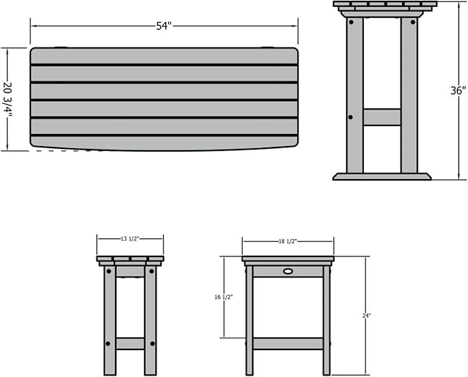 highwood Lehigh 3pc Counter Height Balcony Dining Set, Harbor Gray
