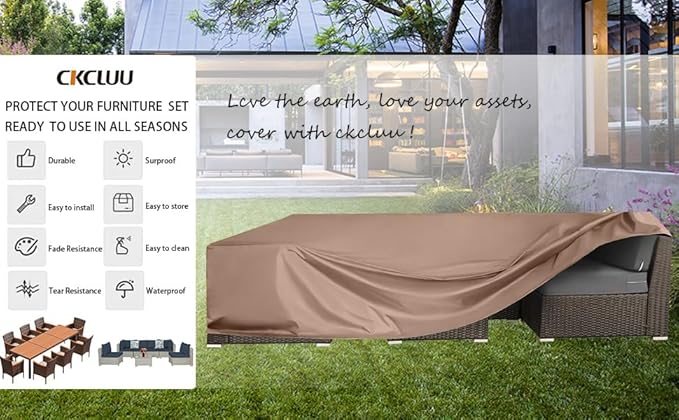 Patio Furniture Set Cover Waterproof Outdoor Furniture Covers Heavy Duty Outdoor Sectional Sofa Set Cover Dining Table and Chairs Set Covers Water Resistant Large 126" L x 63" W x 28" H