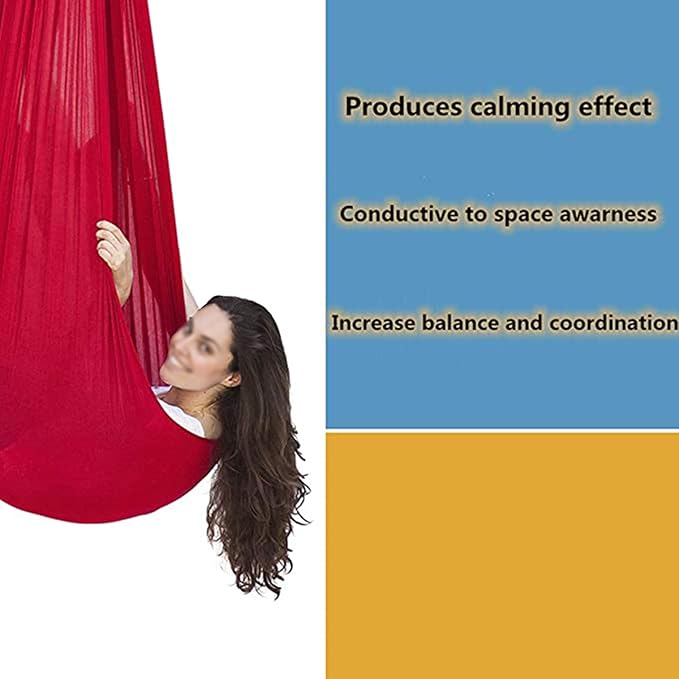 Kids Adult Sensory Swing Therapy Hanging Hammock Indoor Cuddle Hammock for Children Sensory Integration Outdoor Camping (Color : Gray, Size : 100 x 280 cm)