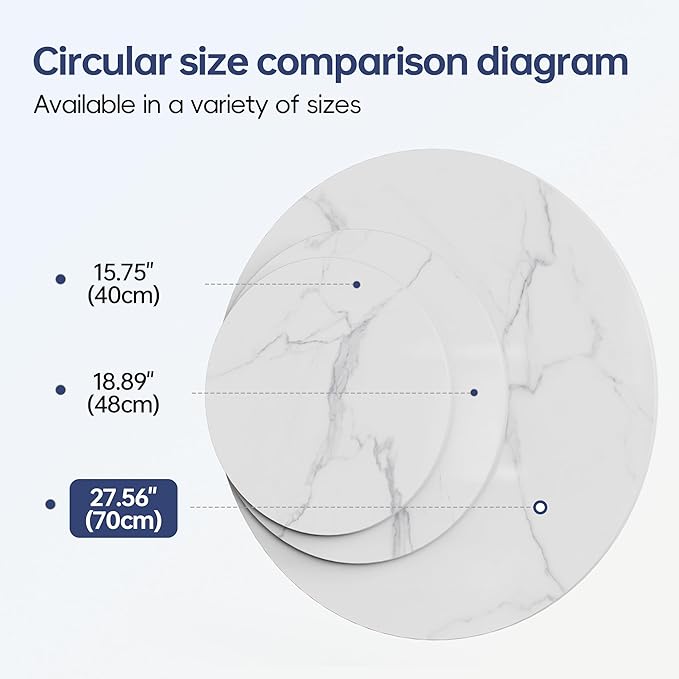 Round White Sintered Stone Table Top, 47.2" Marble Desktop, DIY Replacement & Cover, Scratch & Wear Resistant, Easy to Clean, Suitable for Indoor & Outdoor