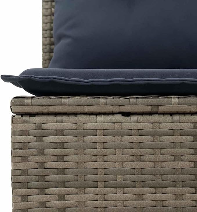 vidaXL Patio Sofa Set with Cushions 14 Piece, Outdoor Conversation Set, Sectional Sofa for Balcony Garden, Patio Furniture, Gray Poly Rattan