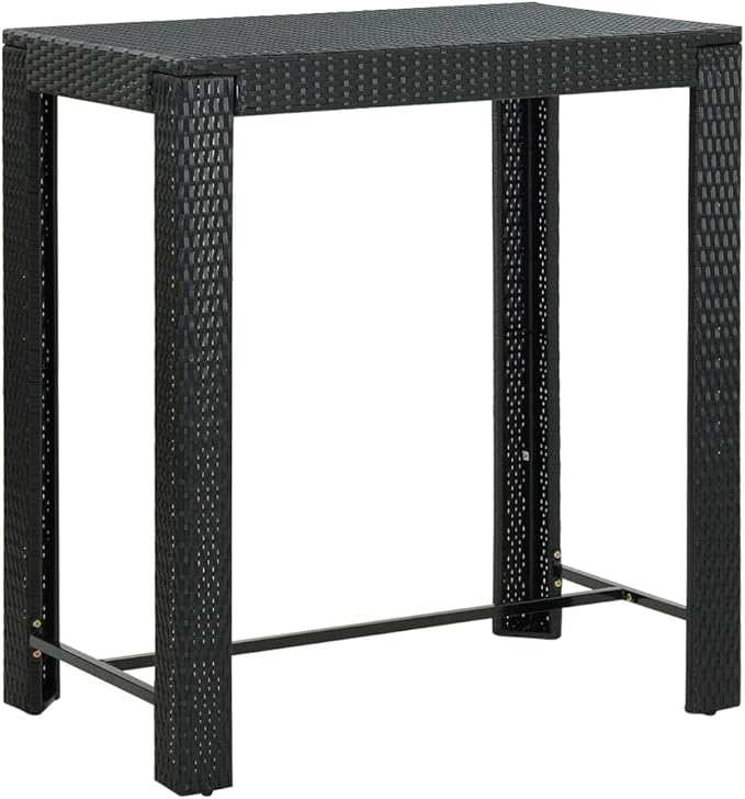 5 Piece Patio Bar Set, Porch Furniture Set Garden Lounge Set Patio Conversation Set Outdoor Dining Sets for Garden Poolside Piazza Negotiation Area with Armrest Poly Rattan Black
