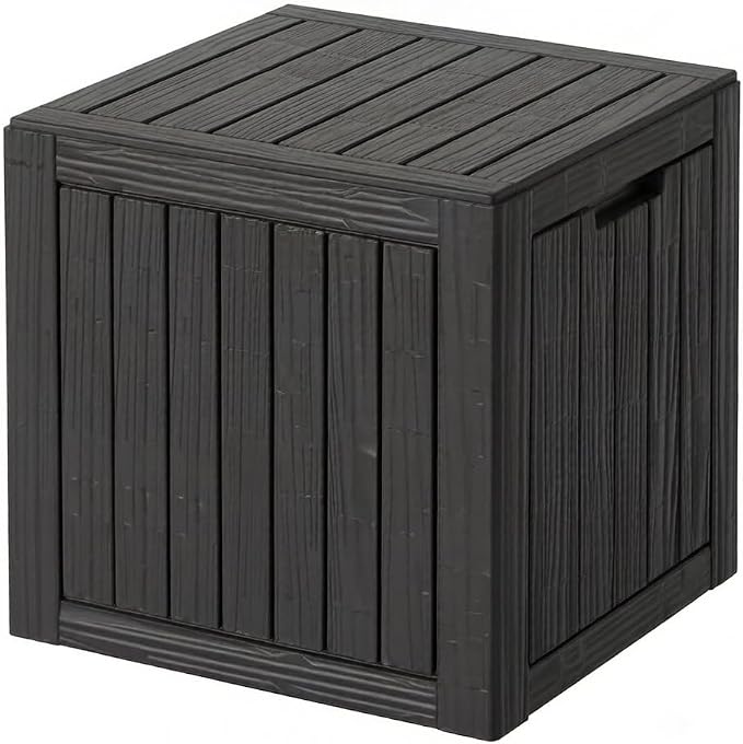 MAKINO 31 Gallon Resin Outdoor Storage Box, Waterproof Deck Box with Lockable Lid, Outside Storage Box for Patio Furniture, Pool Accessories, Garden Tools, Storage Bench for Backyard, Porch, Black