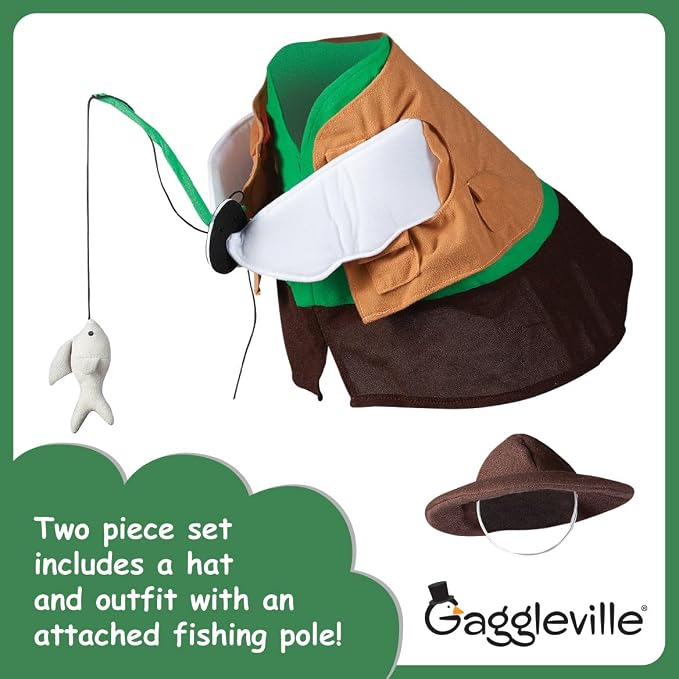 Gaggleville Fishing Goose Outfit, Fits Large 23" H Statue by Miles Kimball | Polyester
