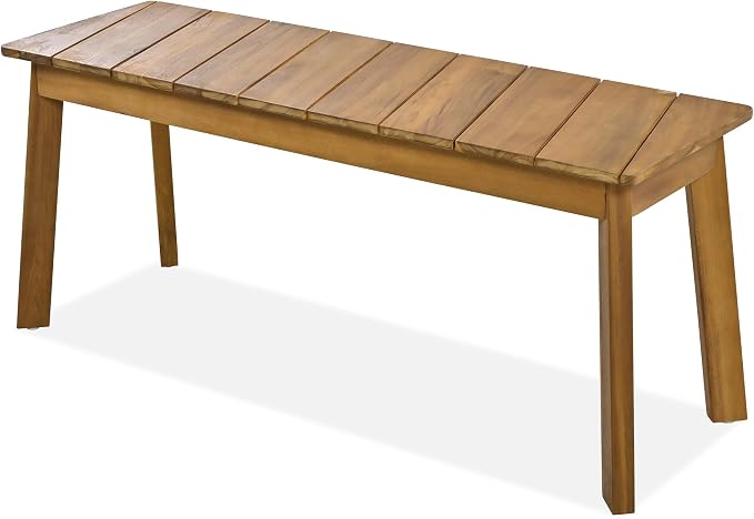 3-Pcs Outdoor Patio Dining Table & 2 Bench for 4, Wood Dining Table Set Outdoor & Indoor Furniture for Patio, Porch, Garden, Poolside, 3-Pcs, Wood