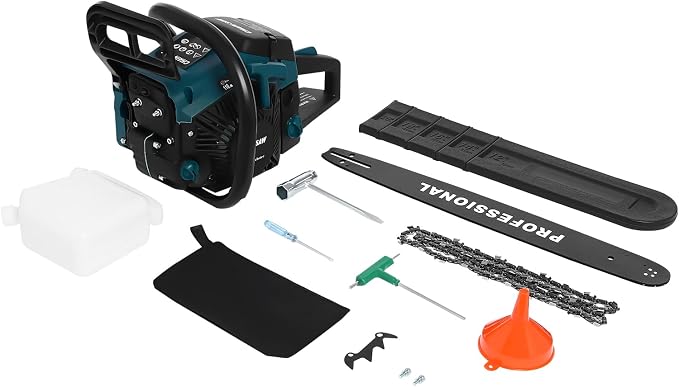 Gas Powered Chainsaw, 2-Cycle Petrol Handheld Cordless Chain Saw Portable Garden Trimming Tools for Outdoor Courtyard Household Forest Tree Wood Cutting (20" 58CC 2.3KW)
