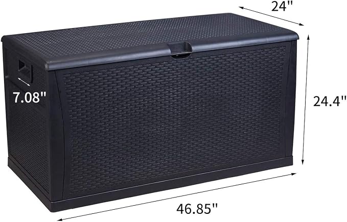 120 Gallon Large Deck Box, Outdoor Storage Box Waterproof Resin Indoor/Outdoor Storage Container and Seat for Patio Cushions (Black)…