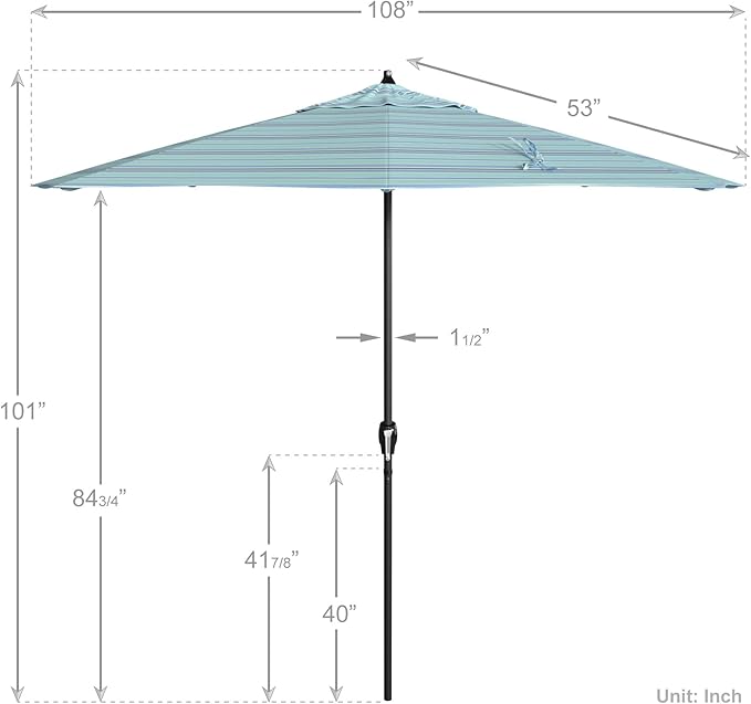California Umbrella 12-Year Protection 9' Rd Aluminum Patio Umbrella, Crank Lift, Auto Tilt, Black Finish, Sunbrella Dolce Oasis