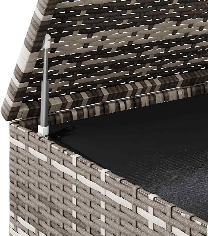 Outdoor Cushion Storage Box, Large PE Rattan Deck Box with Gas Lift, Waterproof Garden Patio Furniture Organizer, Gray 39.4x39.4x40.7 Inch