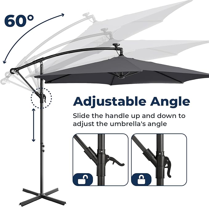 Bonnlo Patio Umbrella with Easy Push Button Tilt Outdoor Patio Umbrella Backyard Market Table Umbrella