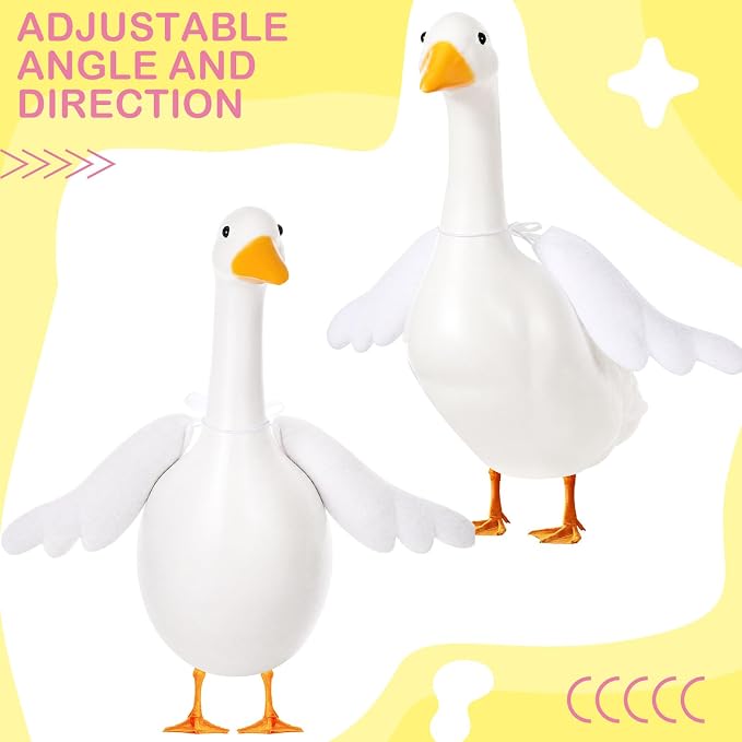 Abbylike 2 Pcs Poseable Goose Wings for 23”- 28" Porch Lawn Goose Outfit Accessories Poseable White Wings for Outdoor Patio Yard Lawn Art Decoration (Rippled Edge)