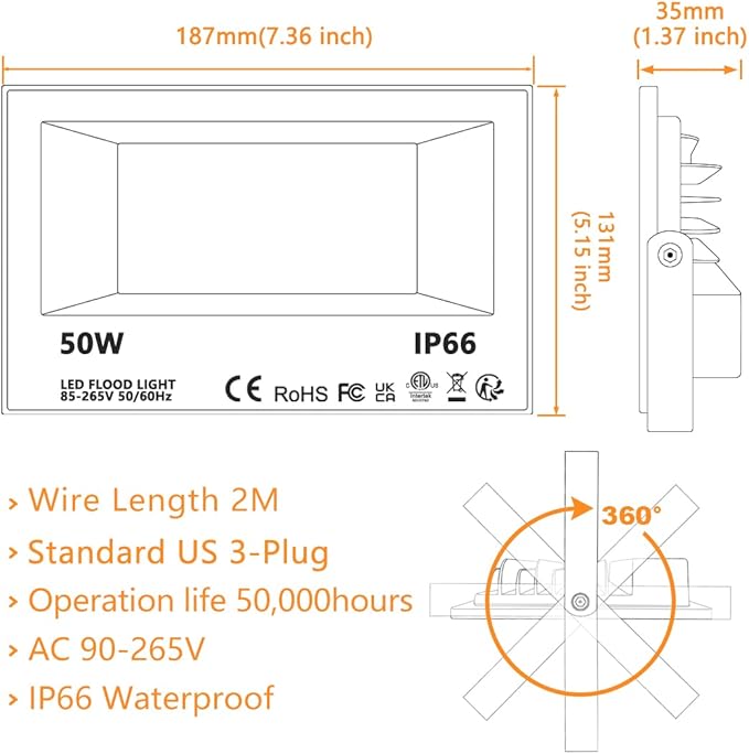 MELPO LED Flood Light Outdoor, 500W Equivalent 5000LM Smart RGB Landscape Lighting with APP Control, DIY Scenes - Timing - Warm White 2700K - Color Changing Uplight, IP66 Waterproof US Plug (2 Pack)