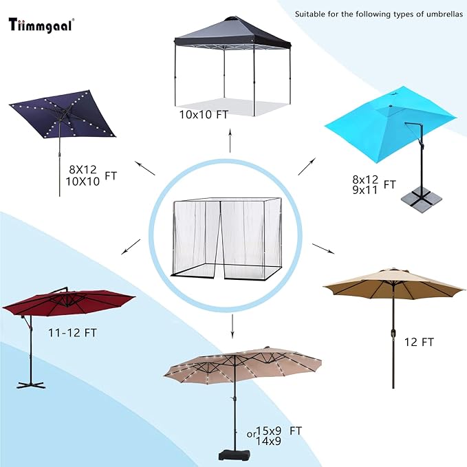 10' x 10' Patio Umbrellas Netting Mosquito Netting, Gazebo Canopy Patio Umbrella Square Clearance or Circularity OtdoorCanopy Umbrella Screen (Black)(Note: Mosquito Netting only)