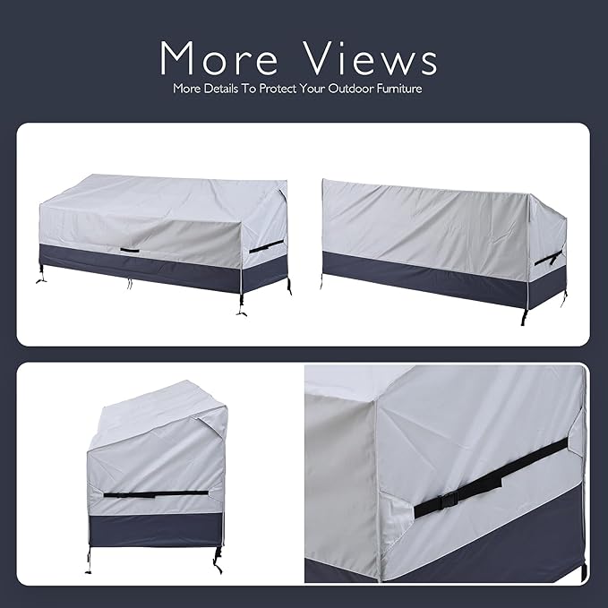 Bench Cover Loveseat Covers Outdoor Couch Cover, Heavy-Duty 2-Seater Waterproof Patio Furniture Sofa Covers (Gray-Darkgray, 104''x40''x35'')