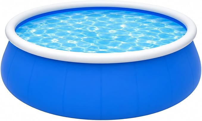 Large Round Inflatable Pool for Kids & Adults, Outdoor Oversized Thickened Family Swimming Pool with Quick Drain & Foldable Mesh Coil Structure, Family Swimming Pool for Backyard