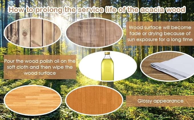 HAPPYGRILL 4 Pieces Wood Patio Conversation Set, Outdoor Furniture Sofa Table Set, Cushions, Acacia Wood Chairs & Coffee Table Set for Garden Backyard Poolside