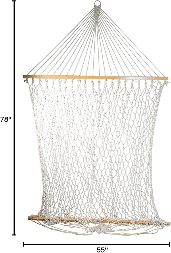 Northlight 78" White Lattice Macrame Netted Hammock with Bars