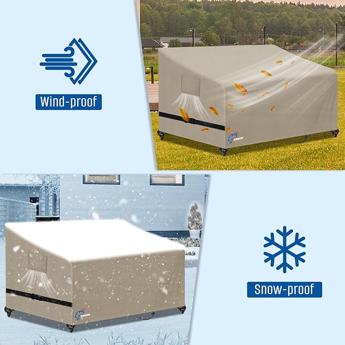 SIRUITON 3-Seat 104" W x 40" D x 35" H Garden Patio Sofa/Loveseat/Bench Cover, Heavy Duty 420D Oxford Waterproof Outdoor Sofa Cover, Lawn Patio Furniture Covers