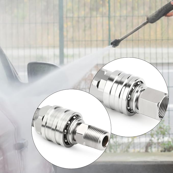 TAISHER 1PCS 304 Stainless Steel Pressure Washer Adapter Kit, NPT Quick Connect Fittings, 1/4" NPT Thread