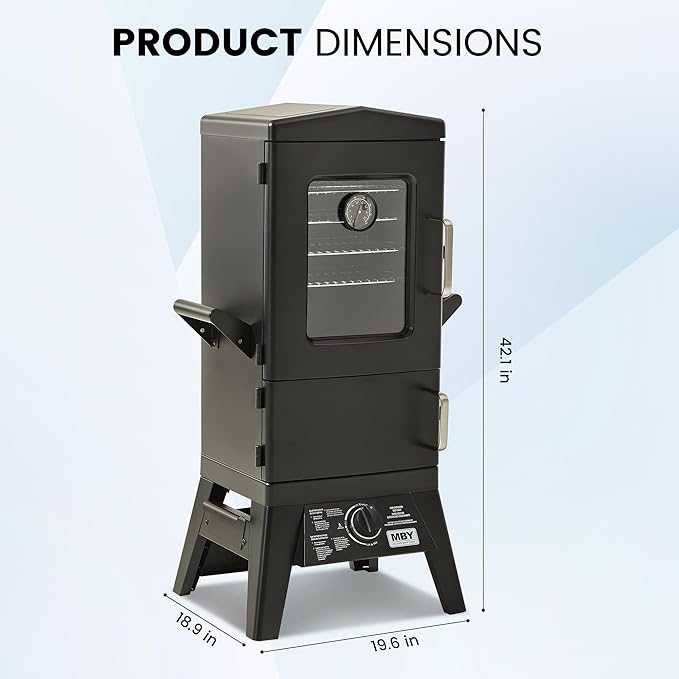 Vertical Lagre Propane Smoker with Cover & 4 Cooking Grates, Large Cooking Space, Heavy Duty & Weather-Resistant for Backyards,Smoke Ribs,Brisket,Chicken