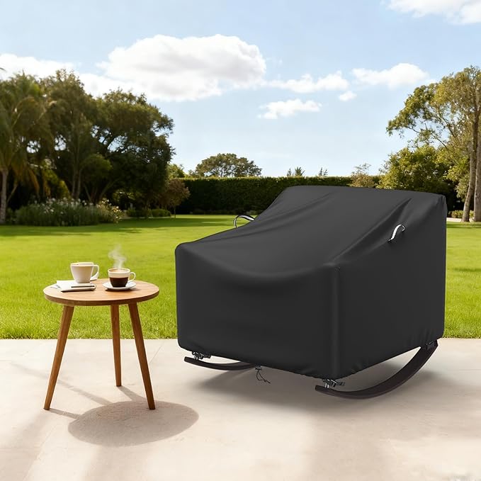COSHNIBI Outdoor Papasan Rocking Chair Cover,Heavy Duty Waterproof Rocker Cover ,Fits for Rocking Chairs & Rattan Wicker Chairs-41"W x 45"D x 31"H