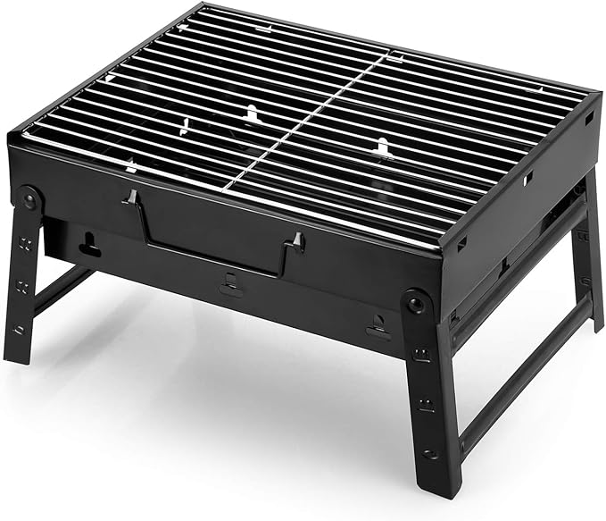 Charcoal Grill, Portable Folding Barbecue Grill BBQ Grill Desk Tabletop Outdoor Stainless Steel Camping Grill for Picnic Garden Terrace Camping Travel(Medium)
