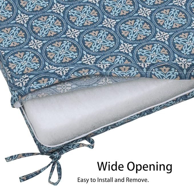 Magpie Fabrics Patio Bench Cushion Cover 48x18x3 Inch, NO Insert! Water&Fade Resistant Outdoor Loveseat Replacement Cover with Zipper (Morgan Medal Blue)