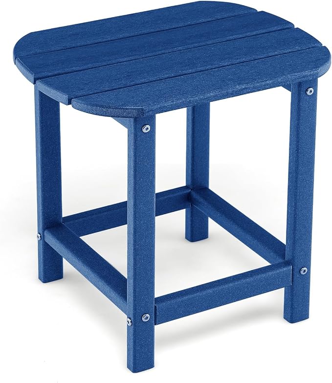 Tangkula Outdoor Side Table, Weather Resistant Adirondack Table, Outdoor Indoor Chairside End Tables, Waterproof HDPE, for Patio Poolside Porch Backyard, Easy Assembly, 19 x 14.5 x 18 Inch (1, Navy)