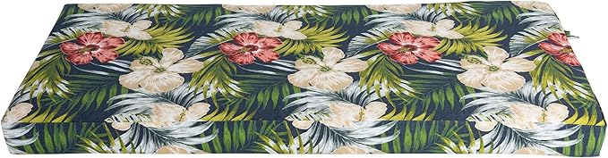 Magpie Fabrics Patio Bench Cushion Cover 48x18x3 Inch, NO Insert! Water Resistant UV Protection Outdoor Swing Loveseat Replacement Cover with Zipper (Midnight Floral)