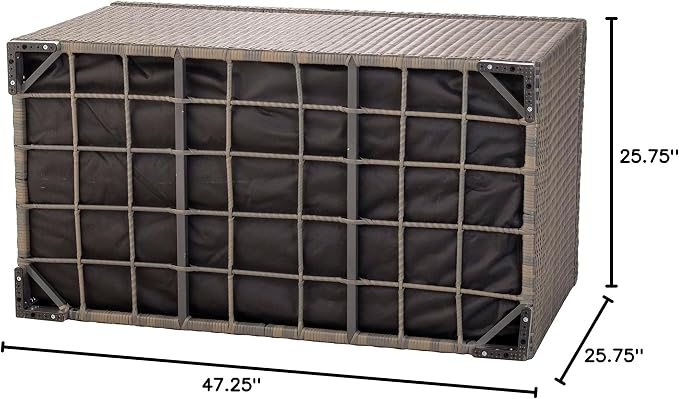Alfresco Home 353-1816 Sicuro Medium Wicker Cushion Storage w/Hydraulic lid Deck Box, Taupe