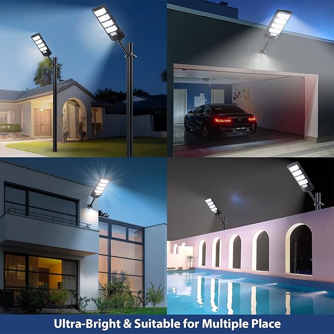 Yusist 6 Pack Solar Street Lights Outdoor Waterproof, 6500K LED Motion Sensor Lights, Dusk to Dawn Solar Flood Lights with Remote,Parking Lot Light,Commercial Area Lighting for Outside