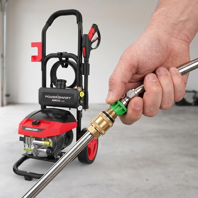 PowerSmart 3000 Max PSI Electric Pressure Washer with Induction Brushless Motor, 1.2 GPM High Pressure Cleaner, 5 Nozzles, 8” Wheels, Detergent Tank, for Car, Patio, Fence, Driveway Cleaning