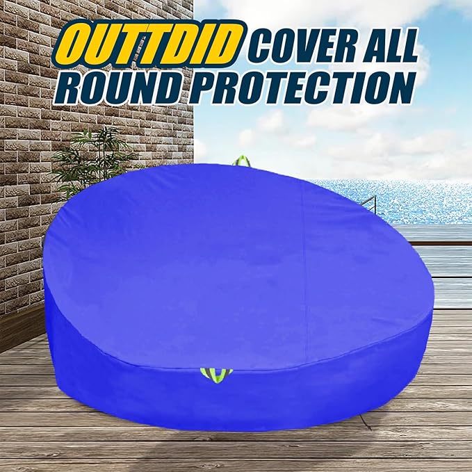 Outdoor Daybed Cover Waterproof, 600D Round Patio Sofa Cover, Heavy Duty Outdoor Canopy Daybed Sofa Cover - Ø88"X35''/18H