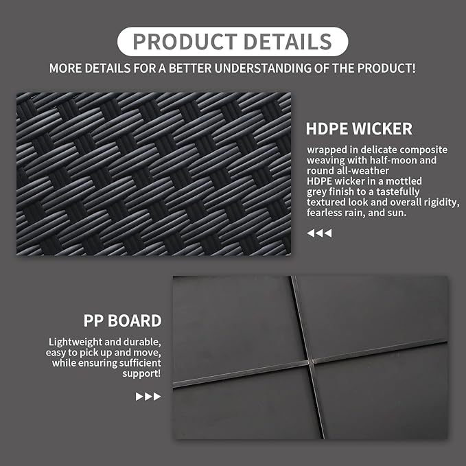 Rattaner Wicker Outdoor Storage Box 140 Gallon Patio Storage Bin with Waterproof Lining Bag Large Deck Box and Cushion Storage Bin Outdoor, Black Wicker
