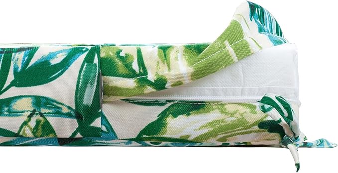 FUNHOME Outdoor Bench Cushion Cover 45 x18 x 3 inch,Water Resistant Cover with Zipper&Ties,Fade-Resistant Slipcover,Patio Porch Swing Cushion Cover Replacement Only,No Insert(Palm Leaf)