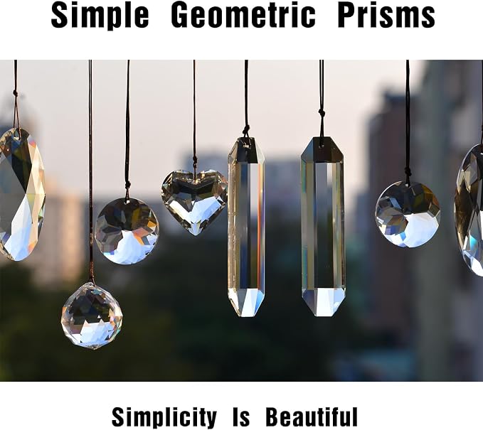 2PCS Rectangle Crystal Suncatcher Prisms for Windows (Rect Clear) | Clear, Transparent, K9 Glass, Rainbow Maker, with Hooks & Cord