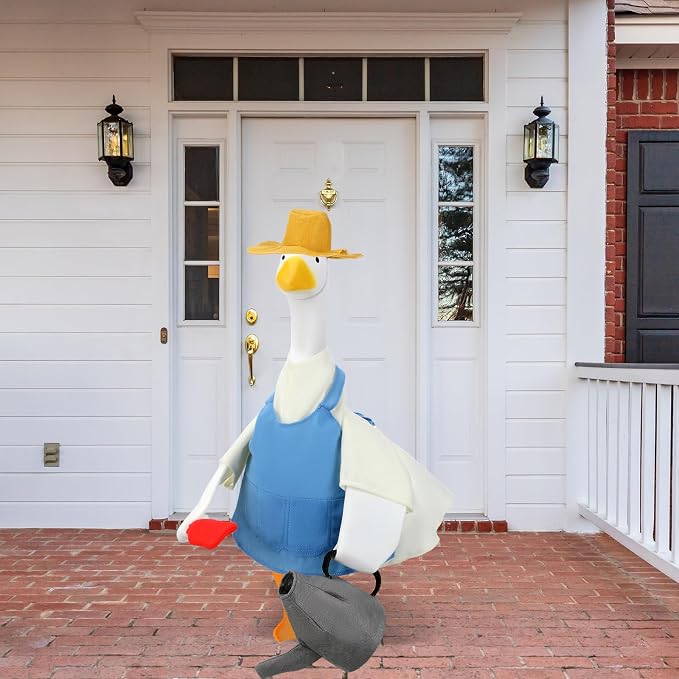 Gardener Goose Outfit - Cute Clothes for Lawn Decor, Porch Costume for 23" Cement Goose, Outdoor Garden Yard Patio Statue Art