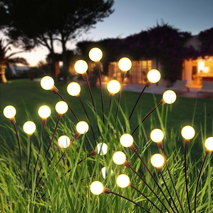 NBQQ Solar Garden Lights Outdoor, Waterproof Solar Powered Lights for Yard Pathway Patio, Swaying Lawn Decor as Gardening Gifts for Women Holiday(Warm White, 10 Pack)
