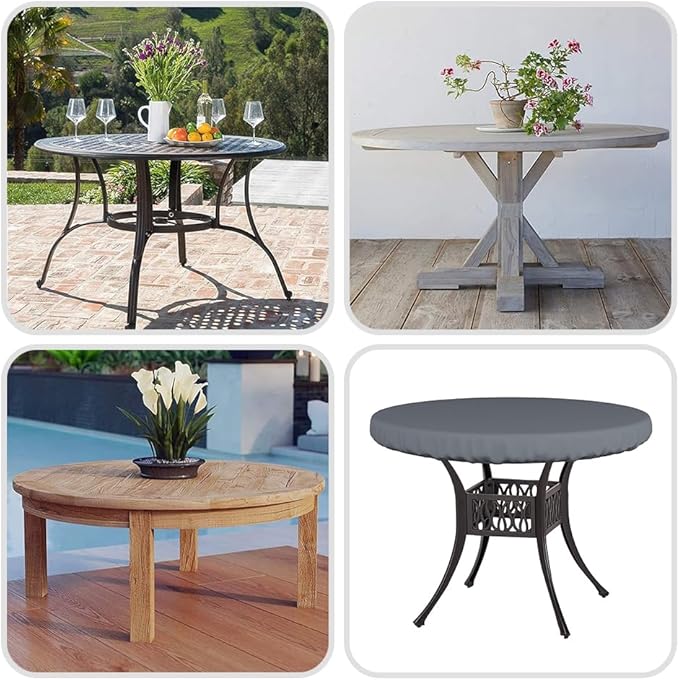 Covers & All Round Table Top Cover, 12 Oz Waterproof UV & Weather Resistant Patio Table Cover, Outdoor Table Cover for Patio Outdoor Furniture & Coffee Table (36" Dia x 4" H Inches, Gray)