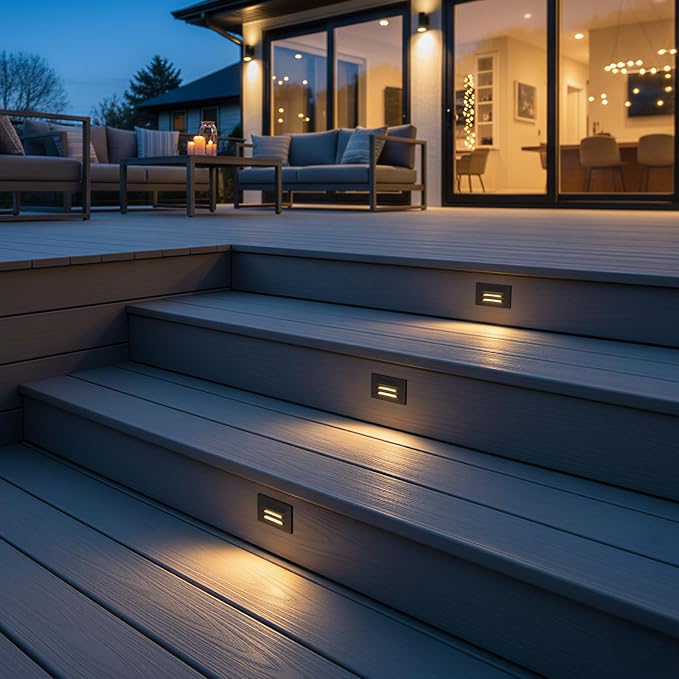 LEONLITE 6-Pack 5CCT 120V LED Step Lights, Louvered, Oil Rubbed Bronze | Horizontal, 10%-100% Dimmable, CRI90, ETL, Indoor Outdoor Stair Lights, Wet Location, 2700K/3000K/3500K/4000K/5000K, Aluminum