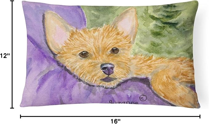 Caroline's Treasures SS8898PW1216 Norwich Terrier Canvas Fabric Decorative Pillow Machine Washable, Indoor Outdoor Decorative Pillow for Couch, Bed or Patio, 12HX16W