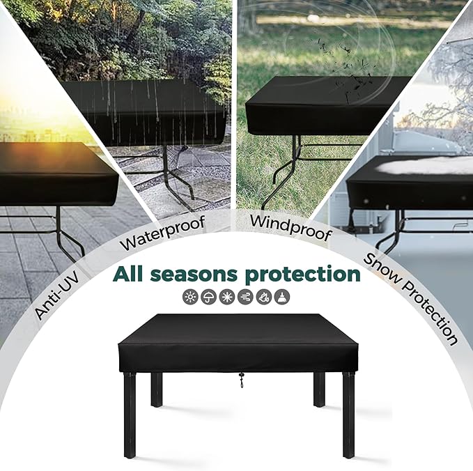 SUNICO Outdoor Table Cover rectangular (72" L x 35" W x 6" H), Patio Table Cover rectangle for Patio Table & Dining Table & Picnic Table.Windproof, Waterproof, Stain-Resistant, Durable Table Cover