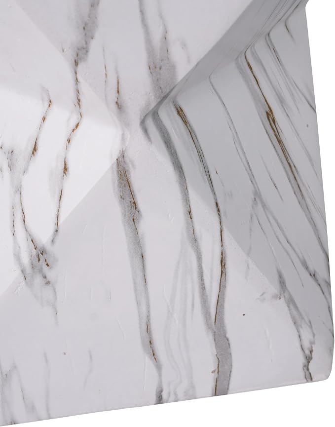 Christopher Knight Home 18.5 Inch Modern Geometric MGO Side Table Hourglass Accent End Table Faux Marble Look Indoor Outdoor Patio Living Room Bedroom
