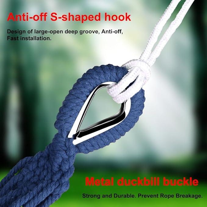 Ruilogod Single/Double Hammock Portable Swing Hanging Bed for Backyard, Park, Outdoor and Indoor Use, Free Carrying Bag Included Blue 200cm x 100cm Combo A (id: 50a 727 610 d15 1ba