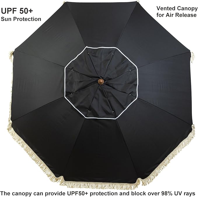 Hula Thatched Tiki Umbrella Tropical Palapa Raffia Tiki Hut Hawaiian Patio Umbrella with Fringe Boho Parasol 6' 8' & 9' Options